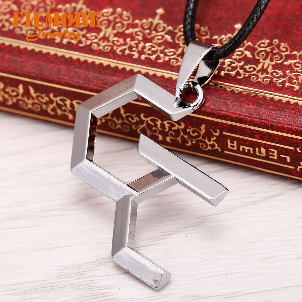 Filmore Anime Guilty Crown Necklaces INORY OUMA SHU Sliver DNA Shape Pendant Choker Leather Necklace Fashion Cosplay Accessories