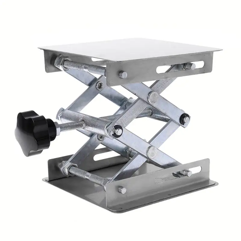 Laboratorium Lifting Platform Stand Rack Schaar Jack Bench Lifter Tafel Lab 100X100Mm Rvs Voor Wetenschappelijke Experiment