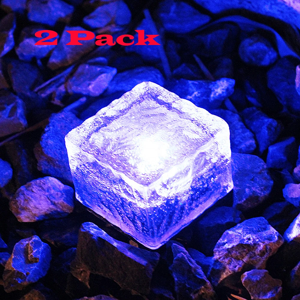 Solar LED Light Led solar Lamp Waterproof Ground Clear Glass Ice Rock Brick for Outdoor Yard Deck Road Path Garden Decoration