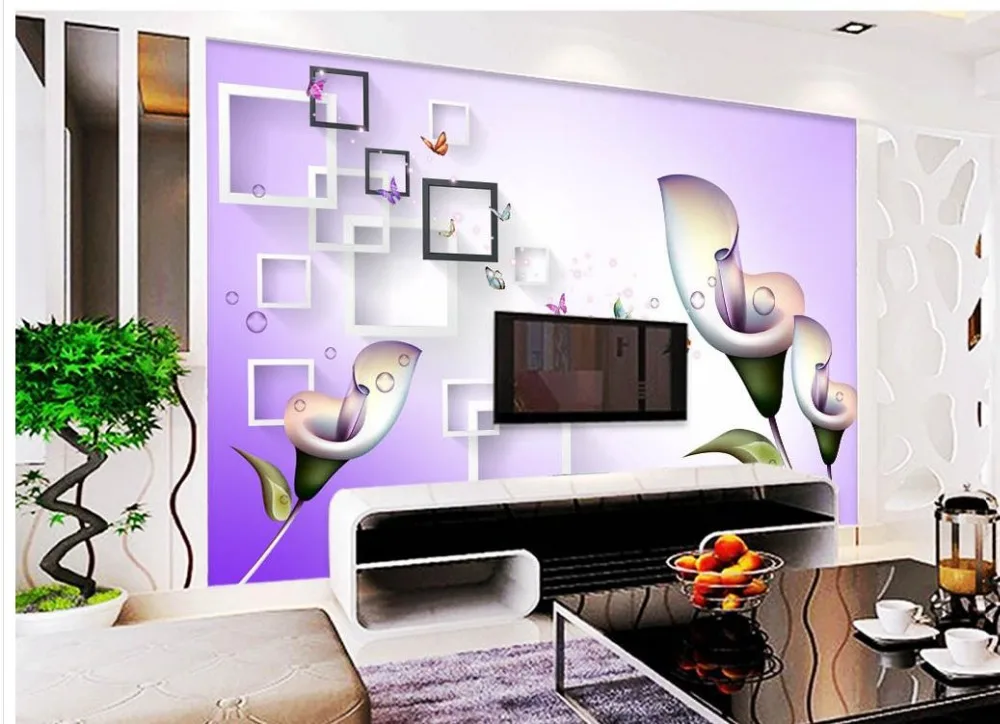 

Wallpaper murals flowers Purple calla Custom photo wallpaper 3D stereoscopic wallpaper living room TV background wall