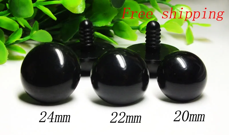 Free Shipping!! 30 Plastic Black Safety Eyes Kit 20/22/24mm Large Size Toy Eyes/each Size 10pairs