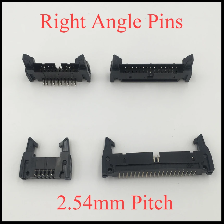 DC2 34P 40P 50P 64P 34 40 50 64 Pins 2.54mm Pitch 90 Degree Right Angle Ejector Header Connector Male PCB IDC Horn Socket Box