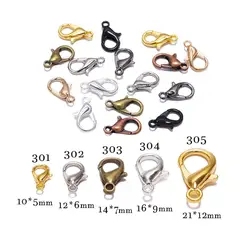 50 unids/lote 10 12 14 16mm Aleación de oro plata broche de langosta ganchos conector para hacer joyería DIY collar de la cadena de suministros