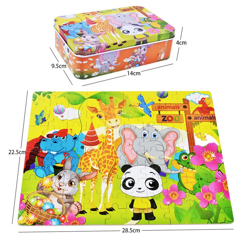 100 pieces wooden puzzle animal cartoon puzzles wood Jigsaw baby child early educational toys