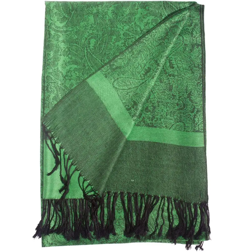 Pashmina Silk Scarf Paisley Jacquard Light Weight Shawl Tassel Women Lady Stole Wrap Scarves Soft Warm Large 2 Tones Reversible