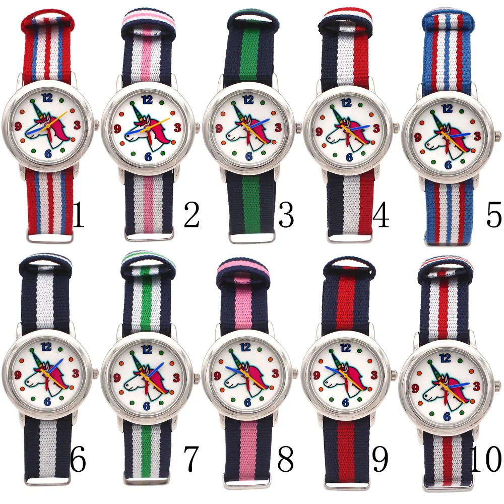 ساعة كرتونية لطيفة عالية الجودة للأطفال ، ساعة يد من النايلون ، كوارتز ، هدية الكريسماس للأطفال