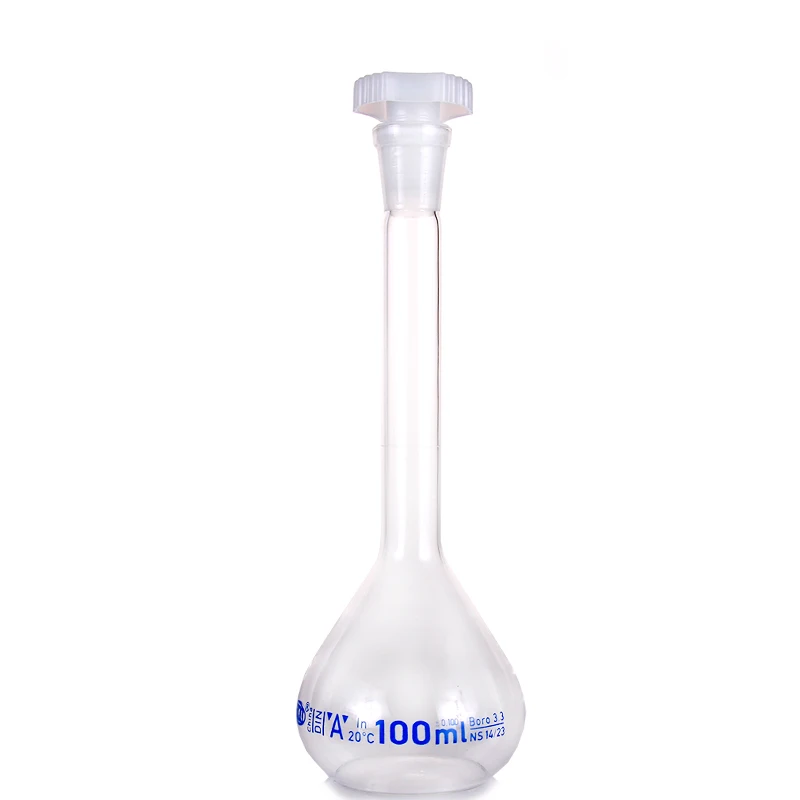 200ml Transparent Lab Borosilicate Glass Volumetric Flask with plastic Stopper Office Lab Chemistry Clear Glassware Supply