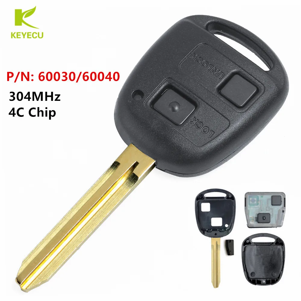 

KEYECU Replacement Remote Car Key Fob 304MHz 4C Chip for Toyota Tarago Avensis RAV4 Corolla Landcruiser 100 P/N: 60030/60040