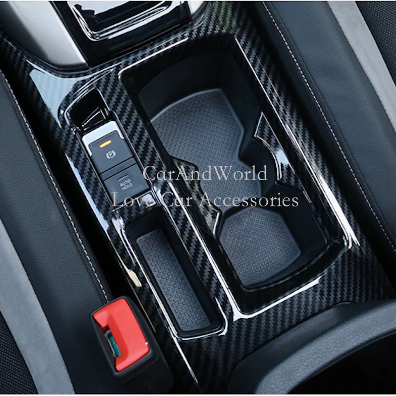 For VW T-Roc TROC 2017-2020 Center Gear Shift Box Water Cup Air Condition Switch Panel Cover Trims Carbon Fibre Car Accessories