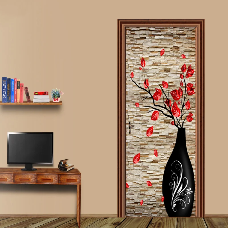 Chinese Style Vase Flowers Photo Wallpaper 3D Embossed Murals Living Room Study Door Sticker Home Decor PVC Waterproof Wallpaper