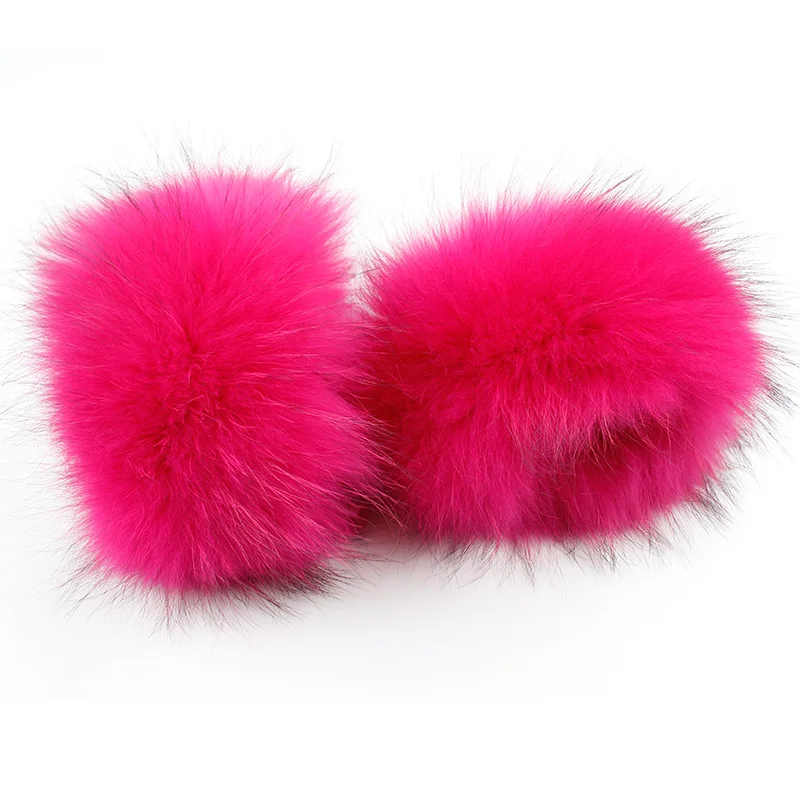 

100% Real Fur Cuffs Big Natural Raccoon Fur Fox Fur Winter New Fashion