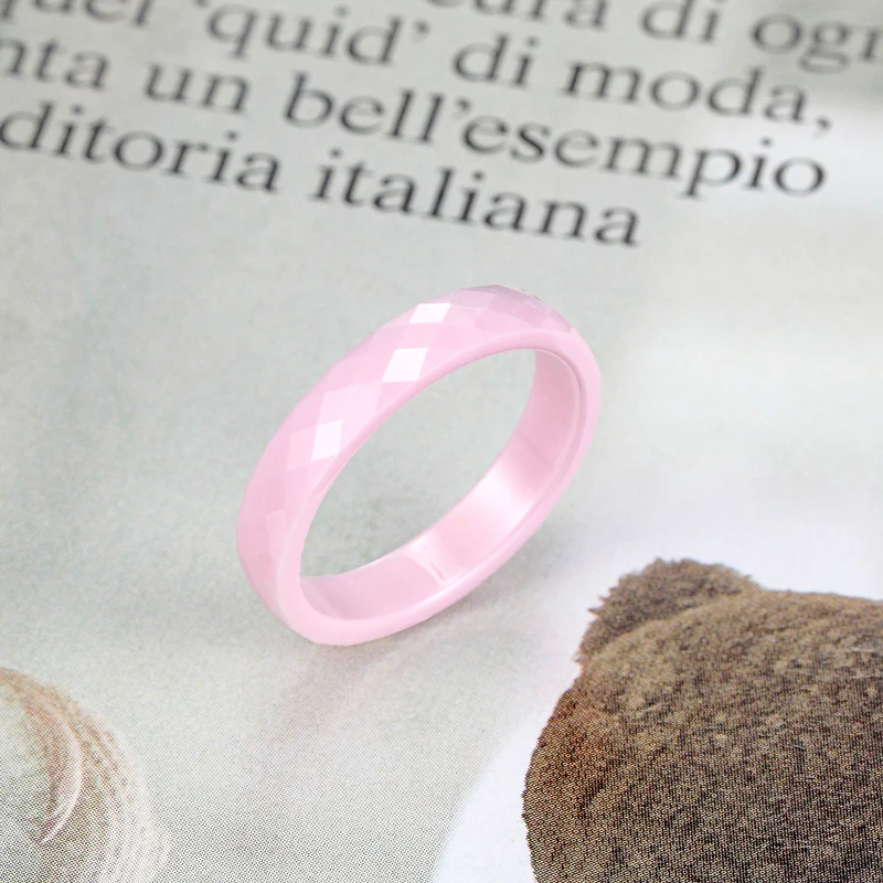 New 4mm Light Pink Black White Beautiful Hand Cut Ceramic Ring For Woman Top Quality Jewelry Without Scratches Woman Ring gallery 4