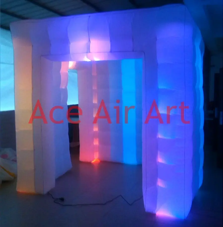 

2.4*2.4*2.4 m led lighting photo canopy Inflatable photo booth,cabinet tent with 2 doors without curtains