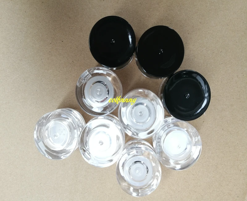 1000pcs/lot 5g Cream jar cosmetic container 5ML plastic Transparent Nail cartridge box Eye shadow powder compact jar