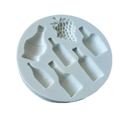 Red Wine Bottle Grape Shape Silicone Mold DIY Fondant Cake Mold Baking Tools