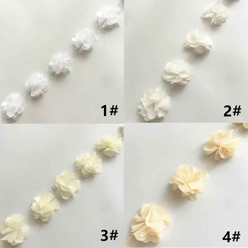10 Yard 33 Farben 3D Chiffonblumen DIY 5cm Breite Spitzenborte 24 Blumen Spitzenband Dekoration Kleidungszubehör XF08 – Detail 8