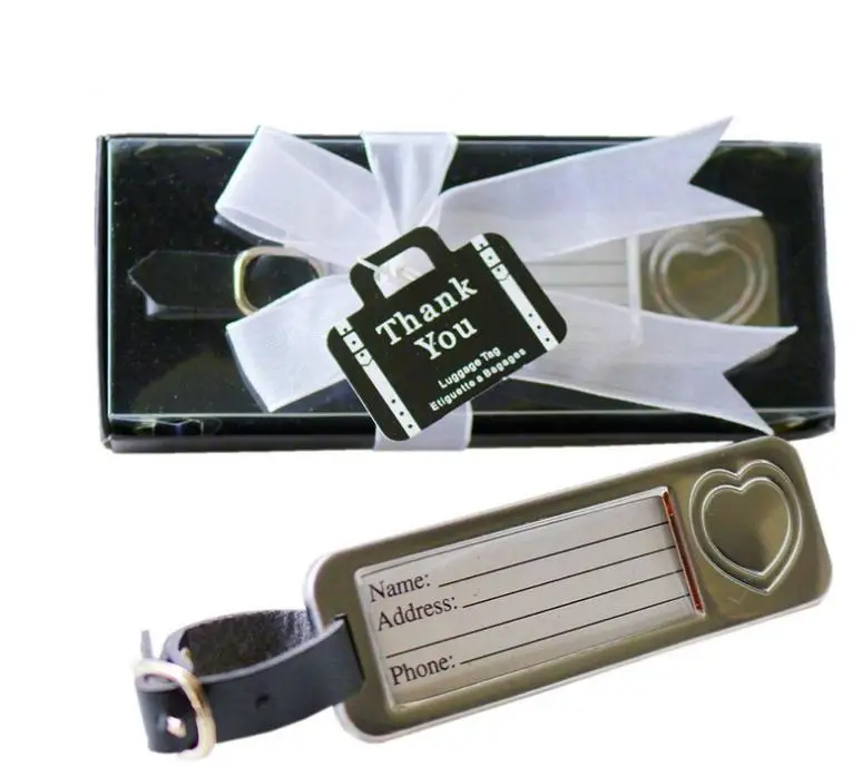 Wedding favors Silver Heart luggage tag wedding gifts in black gift box 100pcs travel luggage tag SN138