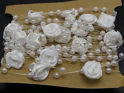 5 Meter Pure White Fishing Line Pearls Beaded Flower Garland Wedding Bouquet