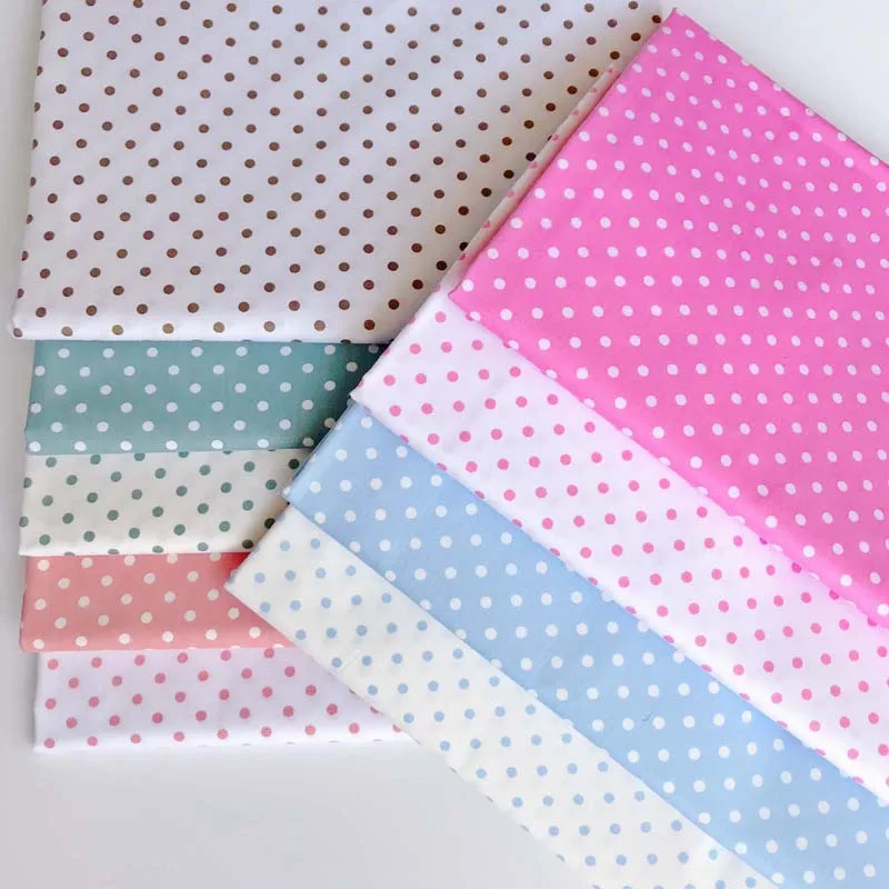 160CM*50CM cotton cloth GREEN PINK BROWN BLUE ORANG white polka dot fabric for DIY bedding cushion patchwork handwork HOME decor