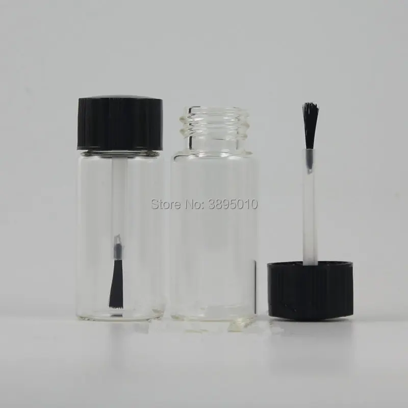 10ml Empty clear amber Nail Polish Bottle &Small Brush Nail Art Container Glass Nail Oil Bottles F1081