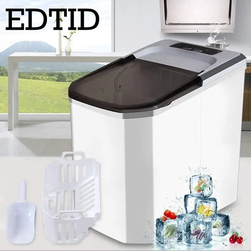 EDTID Mini Automatic Electric Ice Maker Portable Bullet Round Block Ice Cube Making Machine Small Bar Coffee Shop 15kgs/24H EU