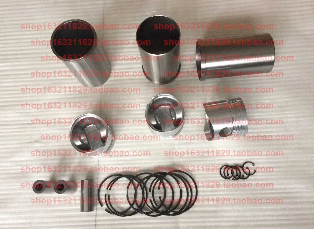 KM485QB-04005 Piston + KM485QB-01003 Cylinder liner / sleeve + Piston ring + KM485QB-04004 Piston pin, Laidong KM385BT engine