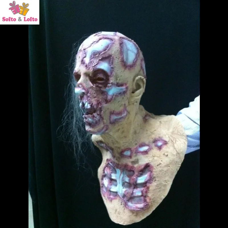 Free Shipping Skeleton Zombie Mask Soft Rubber Devil Ghost Scary Halloween Party Costume Dress Make up Horror Prank Joke Supply