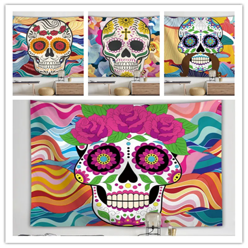 

3D cartoon tapestry fancy Abstract horror skull background wall tapestry beach towel outdoor carpet Yoga Mat Skull rug gift C423