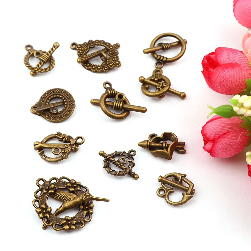 10PCS Fashion Antique Bronze Color OT Toggle Buckle Connectors Fit Bracelet Necklace Clasps DIY Jewelry Findings Accessories