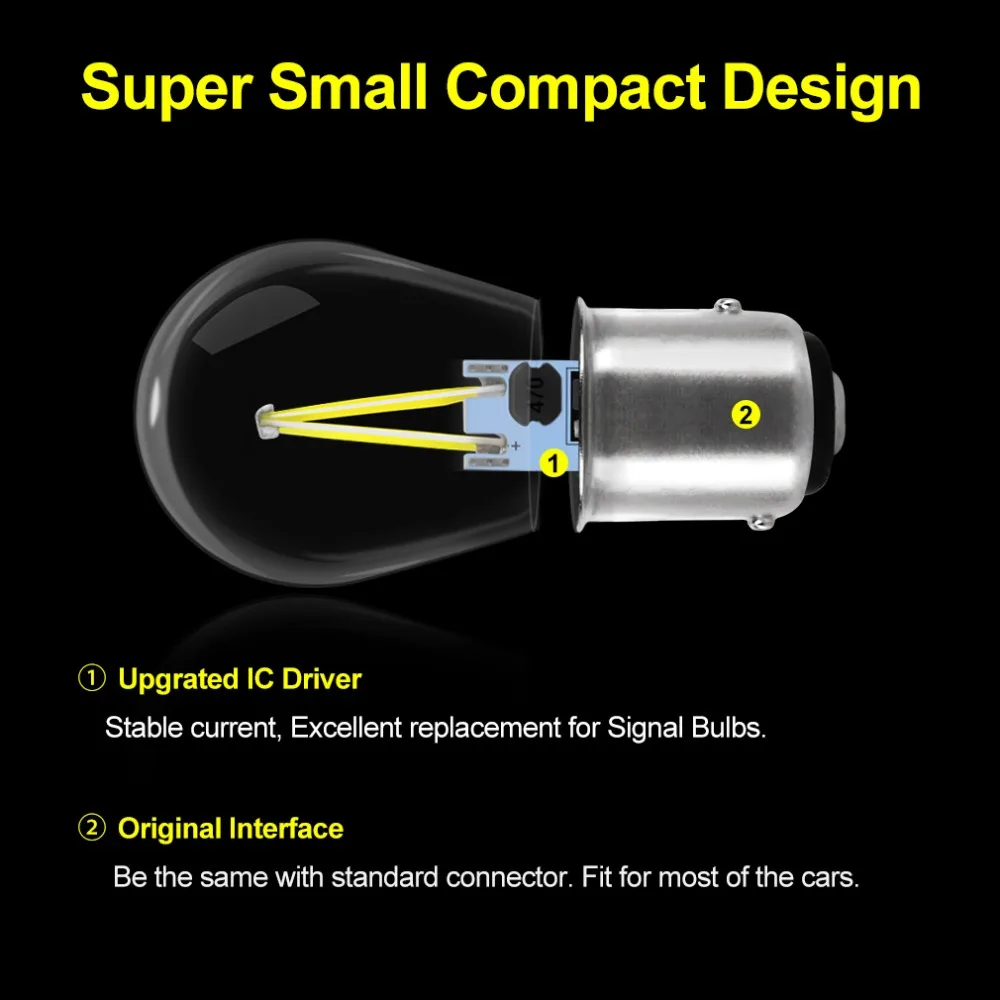 1156 BA15S P21W LED COB Filament 1157 BAY15D P21/5W LED Bulbs Car Lights Turn Signal Brake Tail Stop Lamp Auto White Yellow 12V