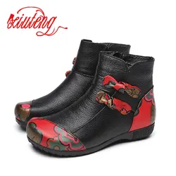 Xiuteng 2023 Genuine Leather Ankle Boots Ladies Casual Warm Comfortable Flat Summer Boot For Women Footwear Female Women Shoes