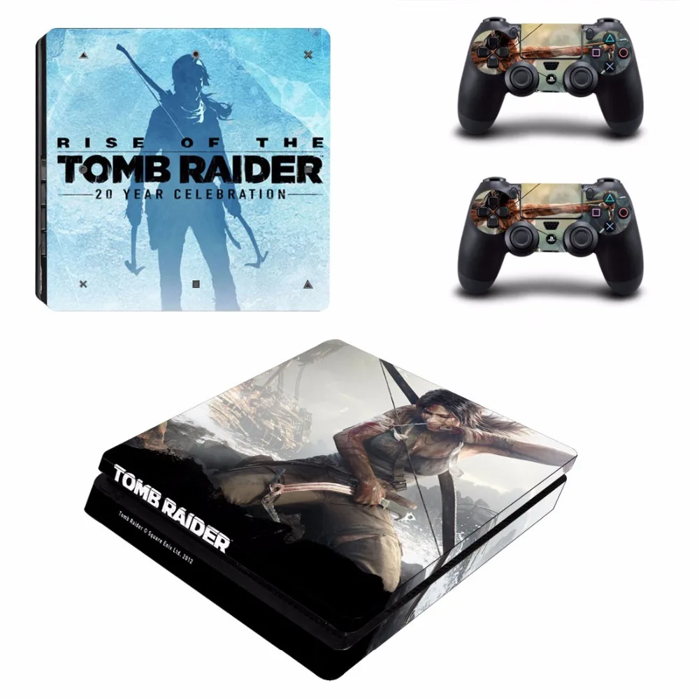 Rise of Tomb Raider PS4 Slim Skin Sticker For Sony PlayStation 4 Console and 2 Controllers PS4 Slim Skins Sticker Decal Vinyl