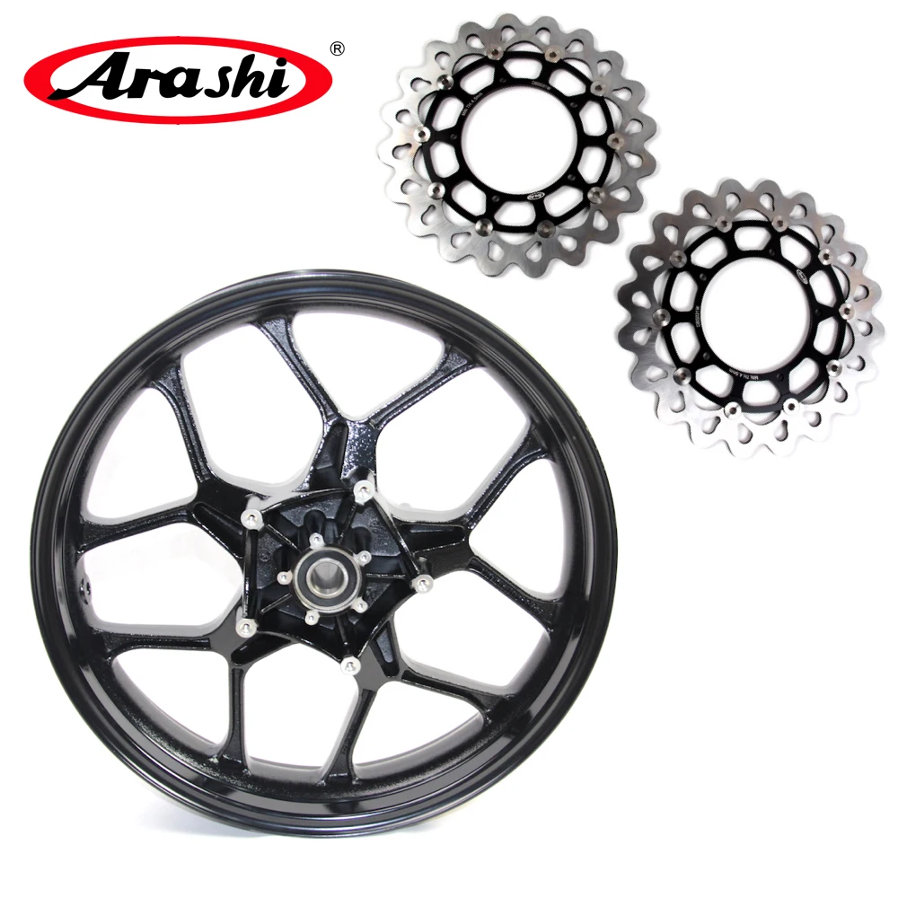 Arashi For Fit YAMAHA YZF-R1 2015-2022 Front Wheel Rim Brake Disc Rotor Disc YZF R1 2015 2016 2017 Glossy Black 6061-T6 Aluminum