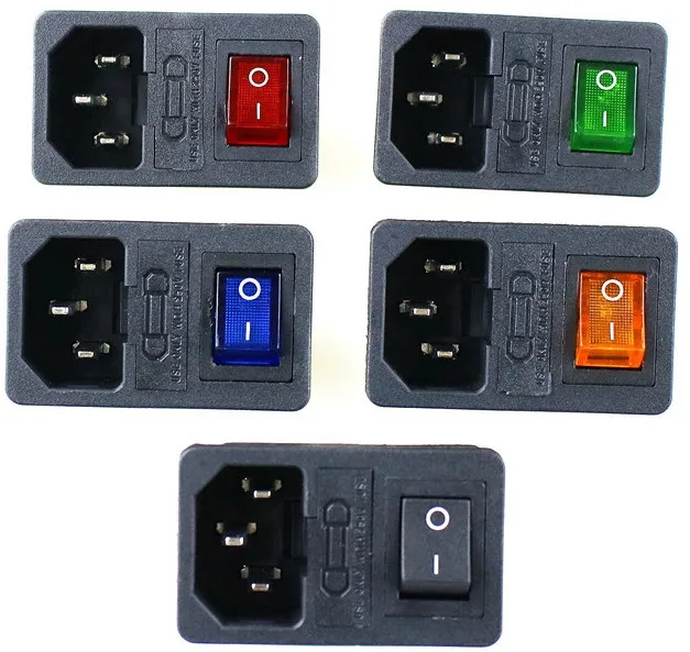 Rocker Switch Fused IEC 320 C14 Inlet Power Socket Fuse Switch Connector Plug Connector 4