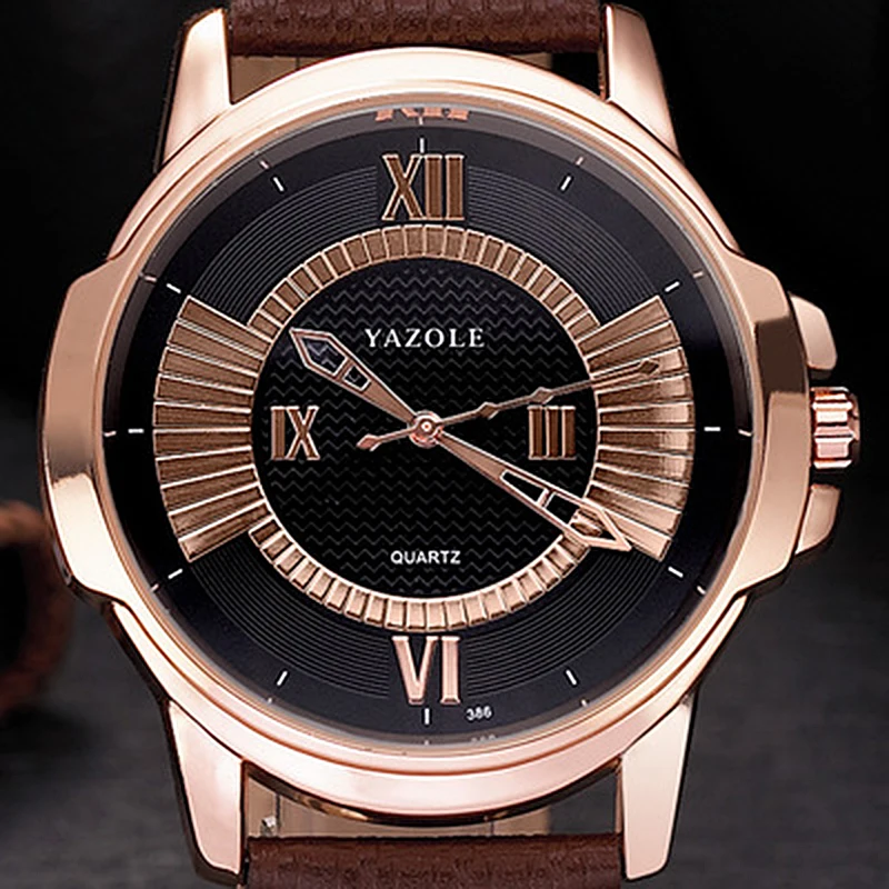 YAZOLE-reloj analógico de cuero para hombre, accesorio de pulsera resistente al agua con calendario, complemento masculino de marca de lujo con diseño moderno