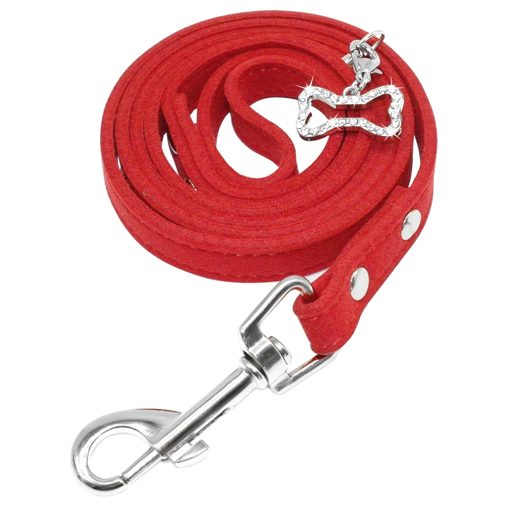 Laisse pour petit chien en cuir suédé souple, laisses roses pour Chihuahua SARL kishire PDPSmall Dogs Chats Walking Leash