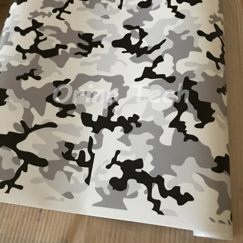 

Black White Grey Snow Camo Vinyl Car Wrap Arctic Printed Camouflage Scooter Motorcycle DIY Sticker Film Adhesive Foil