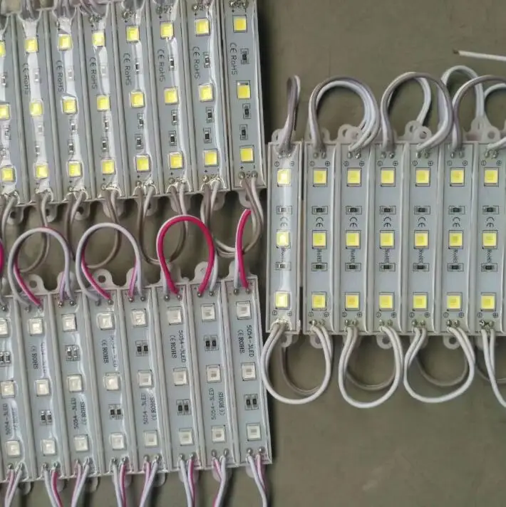 100 pcs/lot LED Sign SMD 5050 led module ,cool white /warm white/red/blue/RGB 3 leds/pcs DC 12v waterproof ,ip 65 ,wholesale