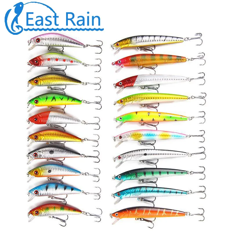 East Rain 20pcs/Lot 2 Models Minnow Popper Fishing Lures Swimbaits Bass Walleye Carp