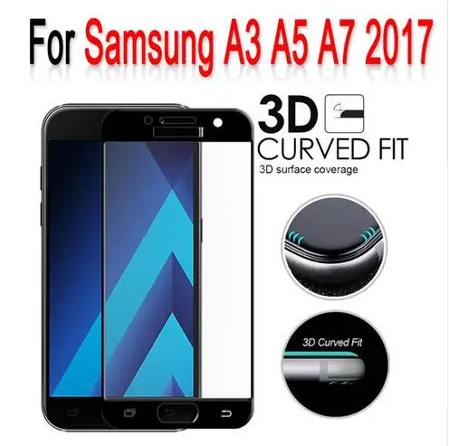 Full Cover Tempered Glass For Samsung Galaxy A3 A5 A7 2017 Screen Protector On Samsung A 3 5 7 2017 A320 A3200 A520F A720F Cover