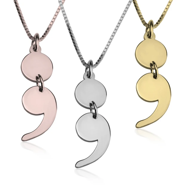 2022 New Heart Semicolon Charm Necklace Women Stainless Steel Jewelry Valentine s Day Present