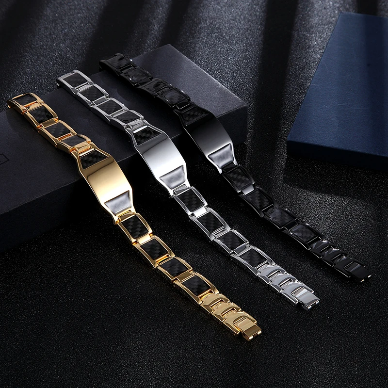Magnetic Hematite Stainless Steel Bracelet Men\'s Health Bracelet with Hook Clasp Therapy Bracelet Healthy Boys and Girls Jewelry