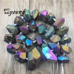 Faceted Rainbow Titanium Quartz Druzy Nugget Beads,Gems Stone Freeform Crystal Druse Gravel Pendant Beads For DIY Jewelry MY1976