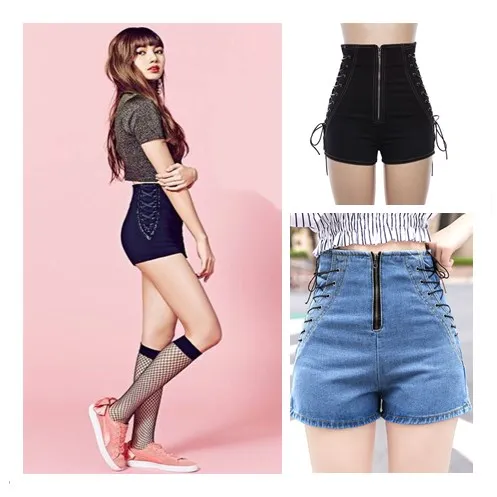 kpop Korean Celebrity Blue sexy High waist slim shorts women summer new korean streetwear Harajuku design zipper denim shorts