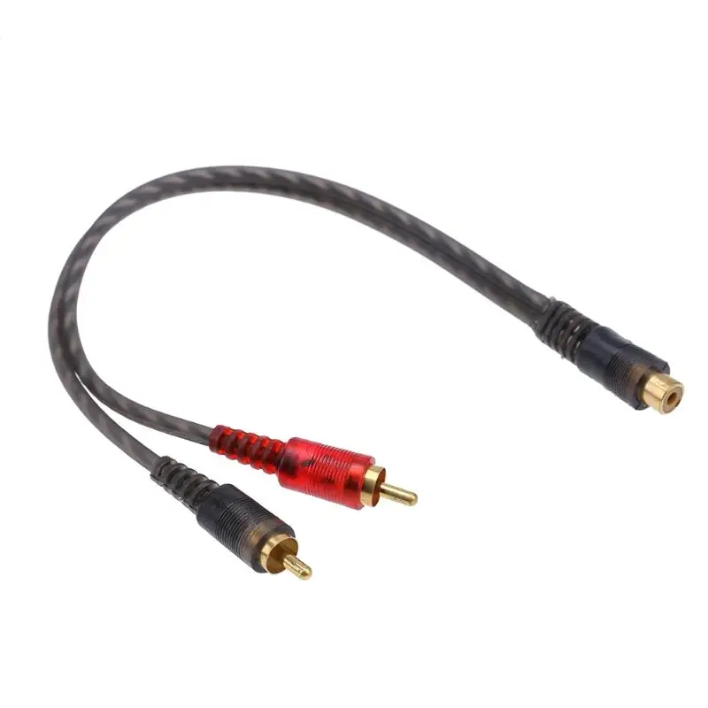 27cm 1 RCA Female to 2 RCA Male Cable RCA Hub Y Type Splitter Pure Copper Cord Wire Line for Car Audio System Subwoofer Player