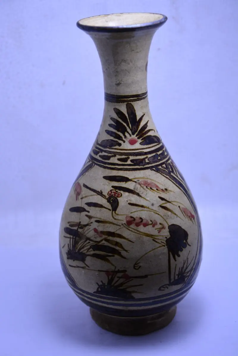 Rare Old Chinese SongDynasty  porcelain vase,Crane & Lotus,Free shipping