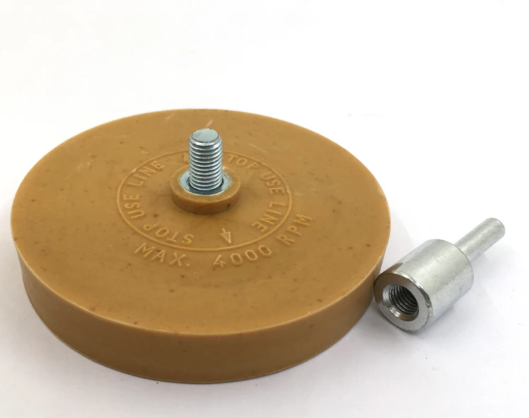 3.5" 4" Inch Rubber Decal Removal Eraser Wheel with Drill Removing Pinstripes Stickers Adhesive Vinyl Decals  Cars Boats