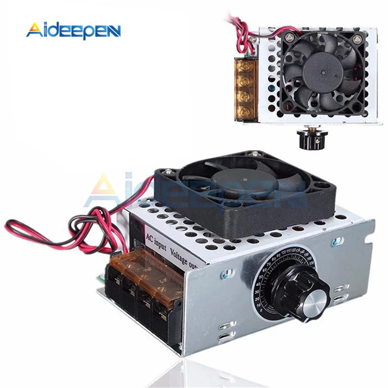 High Power  AC 220V 4000W SCR Electric Voltage Regulator Dimmer Temperature Regulator Motor Speed Controller With Fan