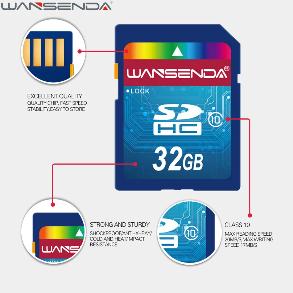 WANSENDA-tarjeta de memoria SD Clase 10, dispositivo Transflash, SDHC, SDXC, TF, Flash Digital, 8GB, 16GB, 64GB, 32GB, gran oferta