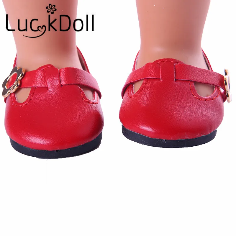 Suede Or Leather Flower Flat Shoes Fit 18 Inch American&43 CM Baby Doll Clothes Accessories,Girl's Toys,Generation,Birthday Gift